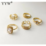 18mm Brass Cuff Finger Ring Open Joint Rings Sets for Women Jewelry