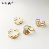 18mm Brass Cuff Finger Ring Open Joint Rings Sets for Women Jewelry