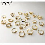 18mm Brass Cuff Finger Ring Open Joint Rings Sets for Women Jewelry