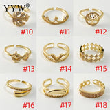 18mm Brass Cuff Finger Ring Open Joint Rings Sets for Women Jewelry