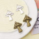 10PCs Mushroom Vintage Plant Pendants DIY Necklace Charms