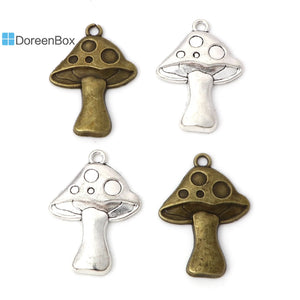 10PCs Mushroom Vintage Plant Pendants DIY Necklace Charms