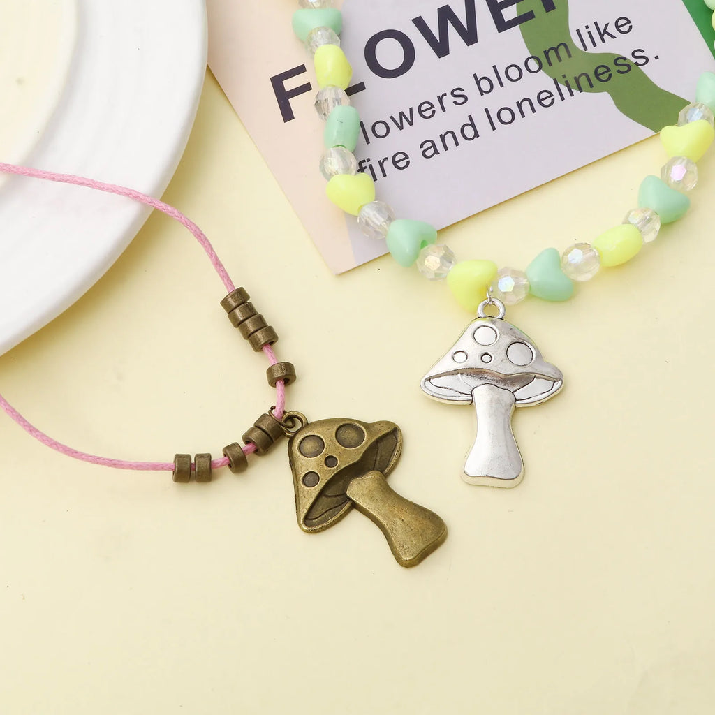 10PCs Mushroom Vintage Plant Pendants DIY Necklace Charms