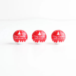 10PCs Christmas Tree Elk 20mm Round Wooden Beads DIY Decoration Crafts