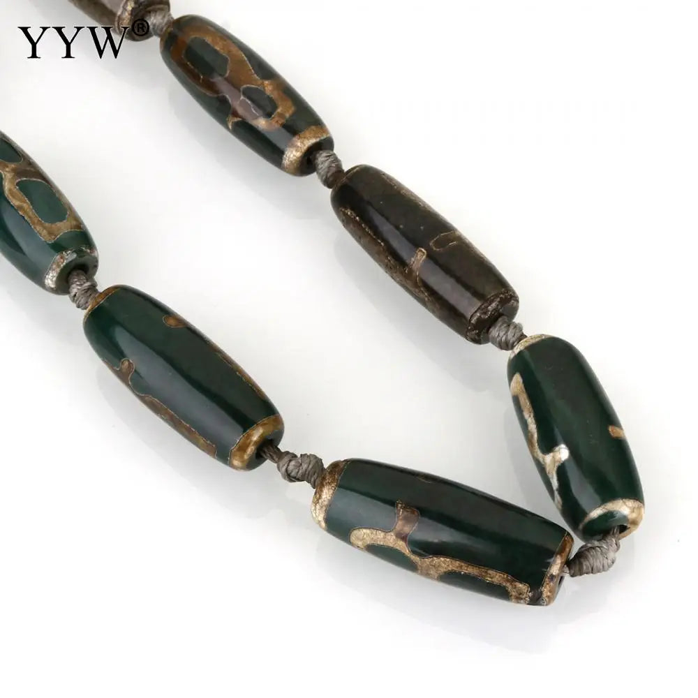 Natural Tibetan Dzi Beads 14.5in Vintage Loose Stone for DIY Retro Bracelet
