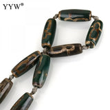 Natural Tibetan Dzi Beads 14.5in Vintage Loose Stone for DIY Retro Bracelet