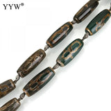Natural Tibetan Dzi Beads 14.5in Vintage Loose Stone for DIY Retro Bracelet