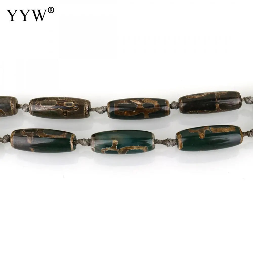 Natural Tibetan Dzi Beads 14.5in Vintage Loose Stone for DIY Retro Bracelet