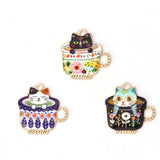 10PCs Zinc Alloy Charms Pendant Cup Cat Enamel DIY For Jewelry Making