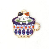 10PCs Zinc Alloy Charms Pendant Cup Cat Enamel DIY For Jewelry Making