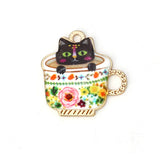 10PCs Zinc Alloy Charms Pendant Cup Cat Enamel DIY For Jewelry Making
