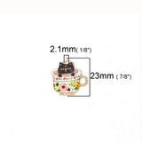 10PCs Zinc Alloy Charms Pendant Cup Cat Enamel DIY For Jewelry Making