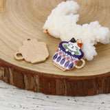 10PCs Zinc Alloy Charms Pendant Cup Cat Enamel DIY For Jewelry Making