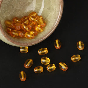 10PCS Amber Yellow Egg Gemstone Loose Beads for DIY Jewelry Making