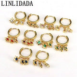 2022 Plated Star Zircon Hoop Earrings Vintage Drop Dangle Ear Jewelry