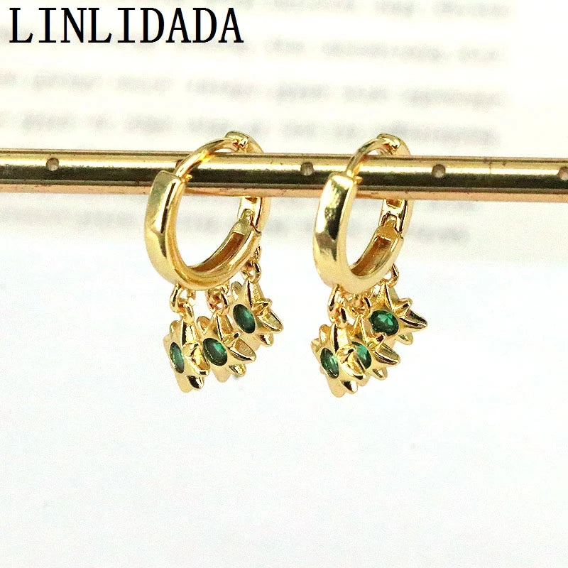 2022 Plated Star Zircon Hoop Earrings Vintage Drop Dangle Ear Jewelry