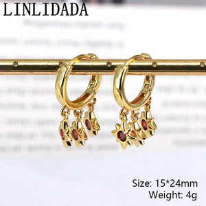 2022 Plated Star Zircon Hoop Earrings Vintage Drop Dangle Ear Jewelry