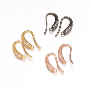 10Pairs CZ Earring Hooks Horizontal Loop for DIY Earrings