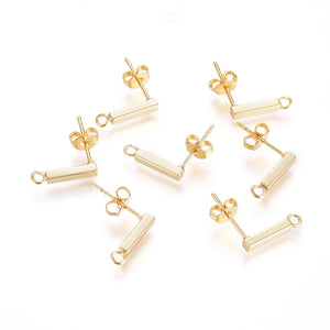 10Pairs Brass Stud Earring Finding 18K Plated Jewelry Making Accessories