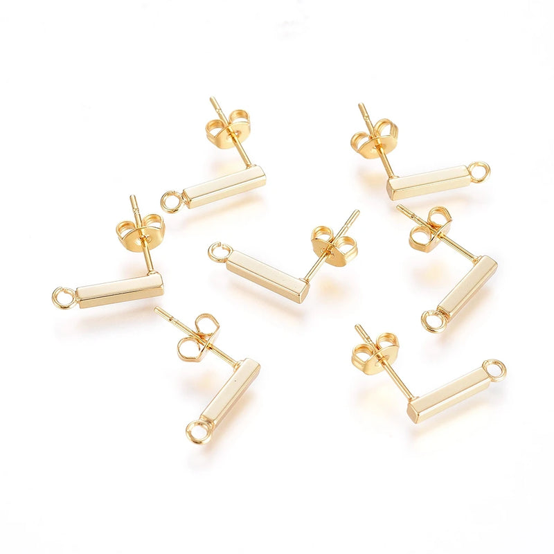 10Pairs Brass Stud Earring Finding 18K Plated Jewelry Making Accessories
