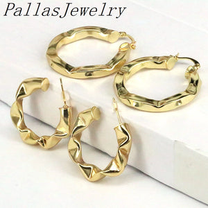 10Pairs Copper Big Circle Hoop Earrings for Women Plated Hoops Girls
