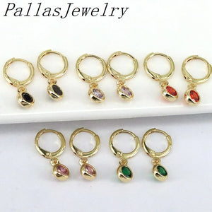 Small Hoop Earrings Multicolor Zircon CZ Round Earrings Women Gift