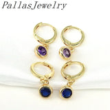 Small Hoop Earrings Multicolor Zircon CZ Round Earrings Women Gift