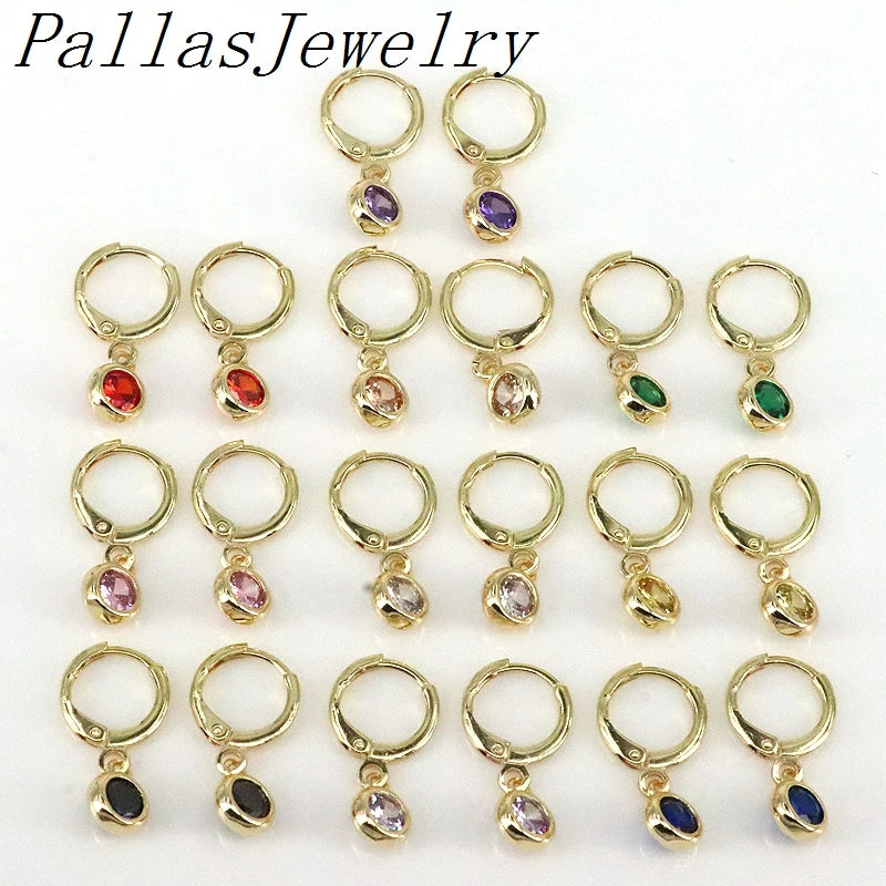 Small Hoop Earrings Multicolor Zircon CZ Round Earrings Women Gift