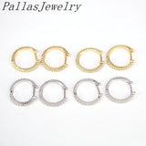 10Pairs Clear CZ Round Earrings / Silver Hoop Earrings for Women