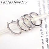 10Pairs Clear CZ Round Earrings / Silver Hoop Earrings for Women
