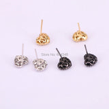 10Pairs Silver Heart Earring Micro Pave Clear CZ Zircon Stud Earrings