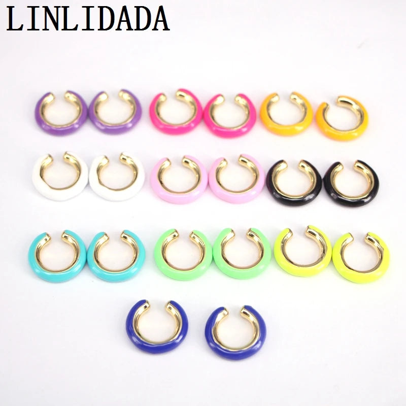 10 Pairs Neon Enamel C Shaped Earcuffs for Women