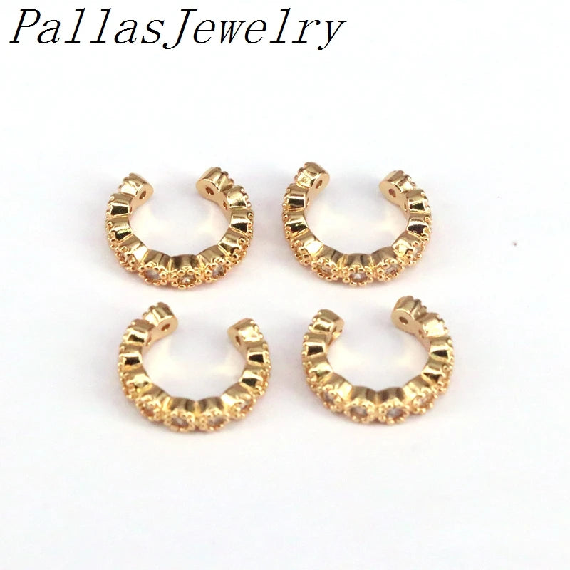 10Pairs CZ Zirconia Earcuffs Clip On Earrings Circle Ear Cuff