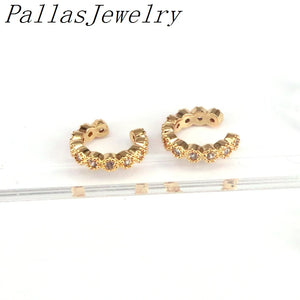 10Pairs CZ Zirconia Earcuffs Clip On Earrings Circle Ear Cuff