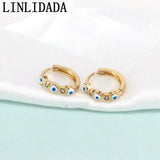 Colorful Heart Eye Zircon Huggies, Multicolor Small Hoop Earrings
