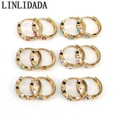 Colorful Heart Eye Zircon Huggies, Multicolor Small Hoop Earrings