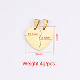 10 Pairs Stainless Steel Broken Heart Charms for DIY Necklace