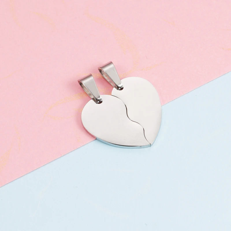 10 Pairs Stainless Steel Broken Heart Charms for DIY Necklace