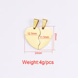 10Pairs Stainless Steel Heart Charms for DIY Necklace