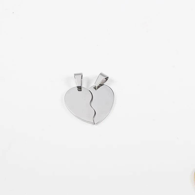 10 Pairs Stainless Steel Broken Heart Pendants for DIY Necklace Making