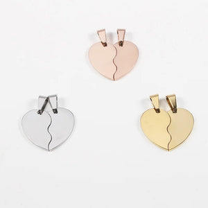 10 Pairs Stainless Steel Broken Heart Pendants for DIY Necklace Making