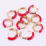 10Pairs Enameled Mini Round Hoop Earrings for Women Girl