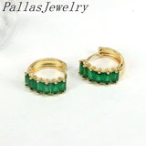 Rainbow CZ Crystal Hoop Earrings for Women Copper Plated Geometric Earrings