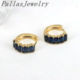 Rainbow CZ Crystal Hoop Earrings for Women Copper Plated Geometric Earrings