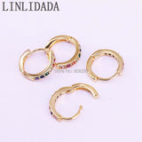 Rainbow CZ Micro Pave Zirconia Hoop Earrings Jewelry