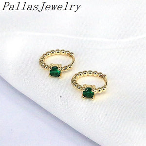 Vintage Colorful CZ Crystal Hoop Earrings Classic Round Zircon Jewelry