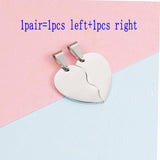10Pairs Couple Necklace & Bracelet Set Stainless Steel Broken Heart Charms