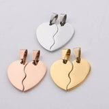 10Pairs Couple Necklace & Bracelet Set Stainless Steel Broken Heart Charms