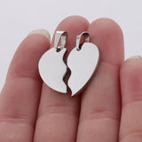 10Pairs Couple Necklace & Bracelet Set Stainless Steel Broken Heart Charms