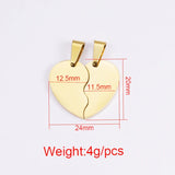 10Pairs Couple Necklace & Bracelet Set Stainless Steel Broken Heart Charms
